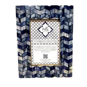 Blue shell mosaic 4" x 6" photo frame by My Mela artisan made look from India
